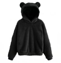 Autumn Winter Women's Hoodies Winter Women Long Sleeve Rabbit Ear Hood Sweatshirt Cute Plush Warm Casual Hoodie Tops