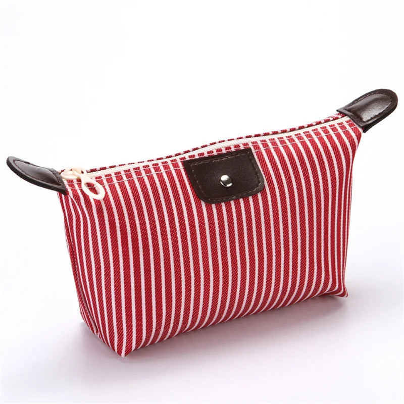 Fashion Striped Dumpling Makeup Bag Folding Wash Bags Bath Handbag Travel Purse