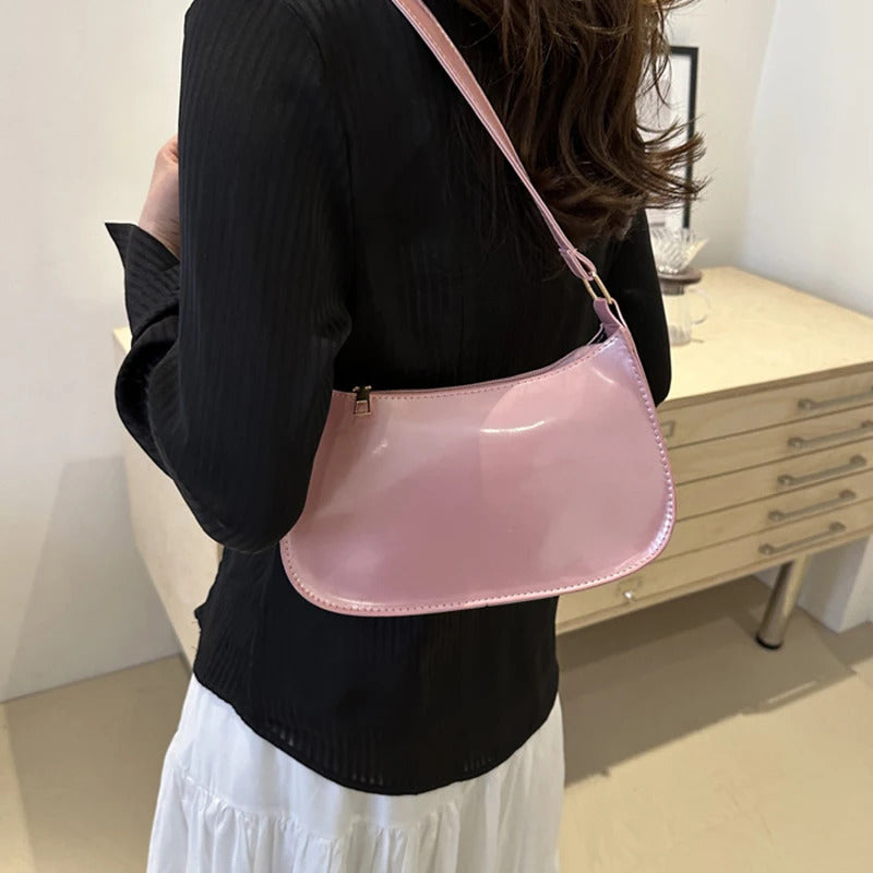 Retro Solid Color PU Leather Shoulder Bag Fashion Women's Handbags Casual Designer Hobos Underarm Bag