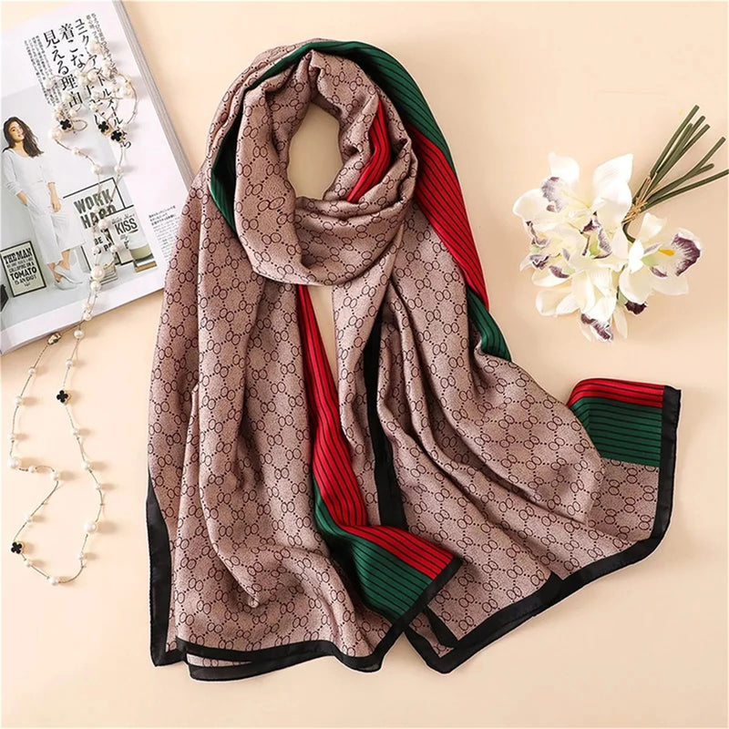 Luxury Brand Scarf Spring Summer Women Beach Sunscreen Fashion Party Shawl China Quality Silk Lady Popular Print Scarves Hijab