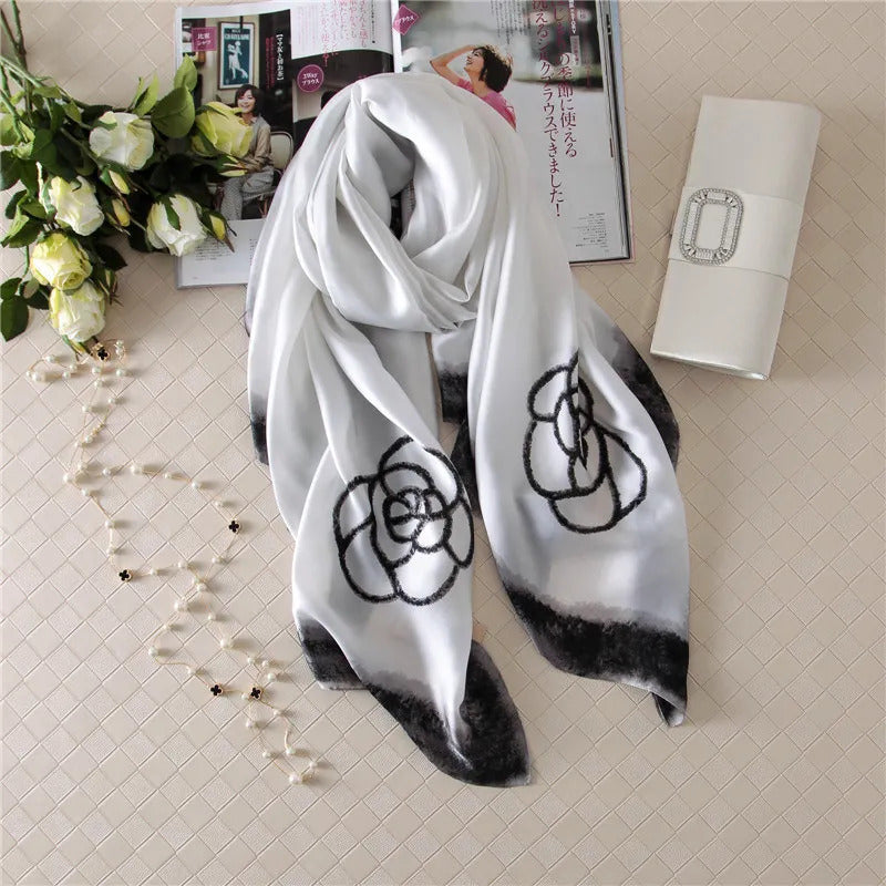 Luxury Brand Scarf Spring Summer Women Beach Sunscreen Fashion Party Shawl China Quality Silk Lady Popular Print Scarves Hijab