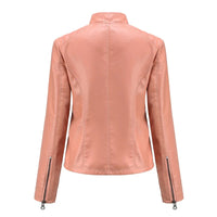 Women's Coat Fashion Trend Simple Autumn Winter Analog Collar Zipper PU Leather Motorcycle Jacket for Women