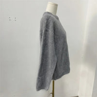 Casual Knitted Solid Sweater Women Fashion Thicken Green Loose O-Neck Long Sleeves Pullover 2024 Autumn Winter Warm Knitwear