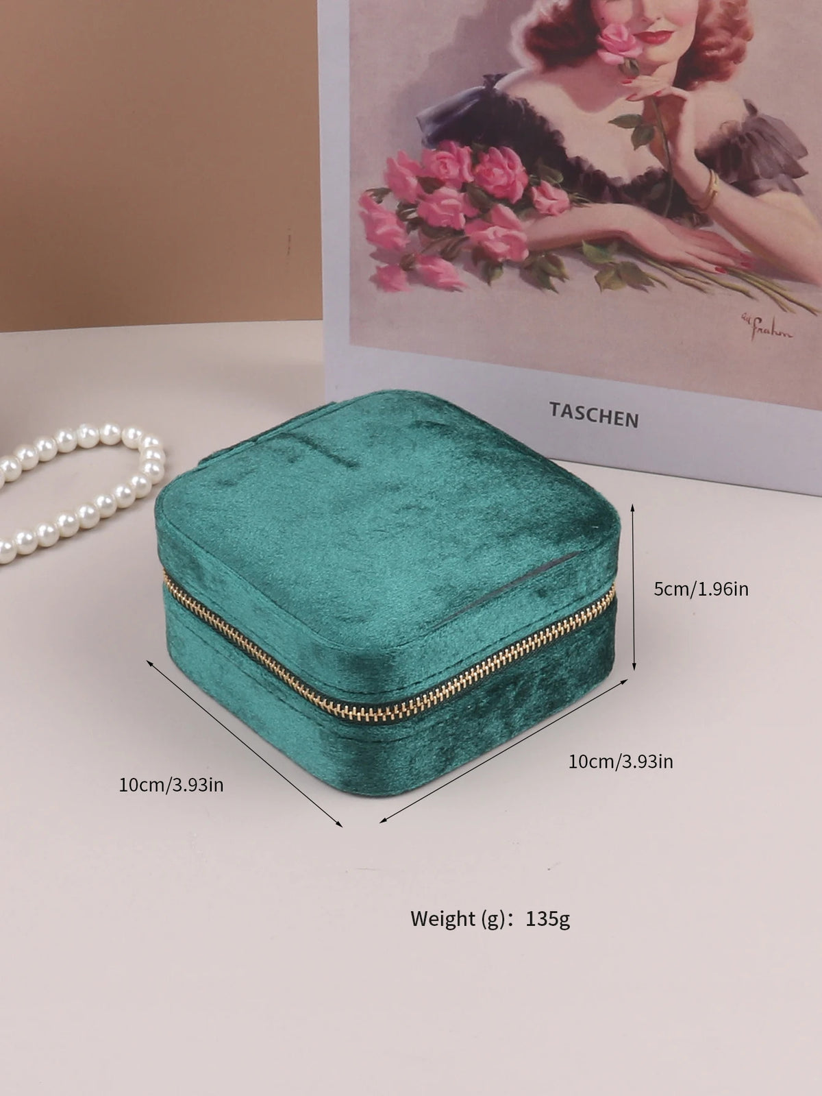 Velvet Jewelry Box For Women Geometric Sqaure Jewelry Storage Case Necklace Ring Earrings Travel Portable Zipper Boxes