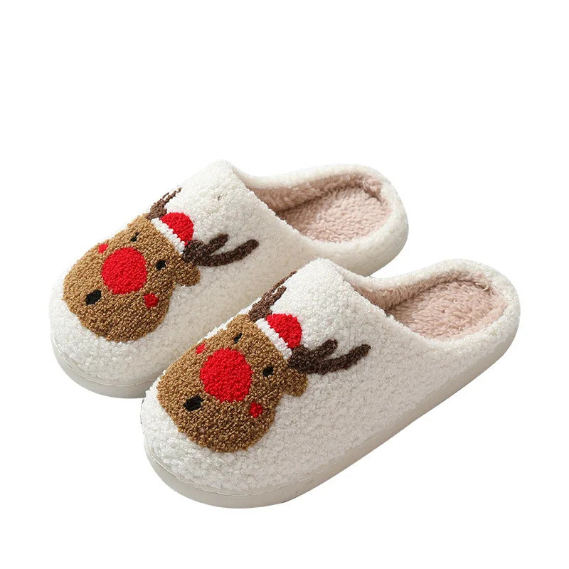 2024 Autumn Winter Family Fashion Slippers Women Home Warm Cartoon Flat Sandals Men Cute Non-slip Slides Couples Christmas Shoes