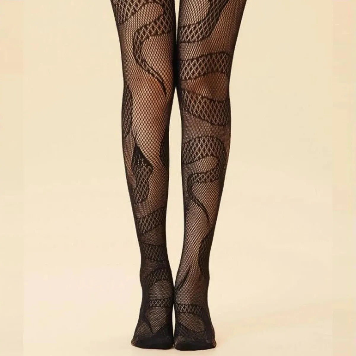 Fashionable Sexy Snake Shaped Fishing Net Socks Punk Style Halloween Pantyhose Horror Snake Shaped Pantyhose