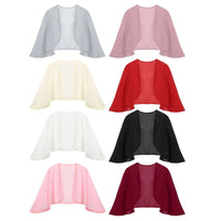 Women Chiffon Cardigan Bolero Shawls 3/4 Sleeve Solid Soft Cape Coat Wedding Bridal Party Dress Wraps Beach Vacation Cover Ups