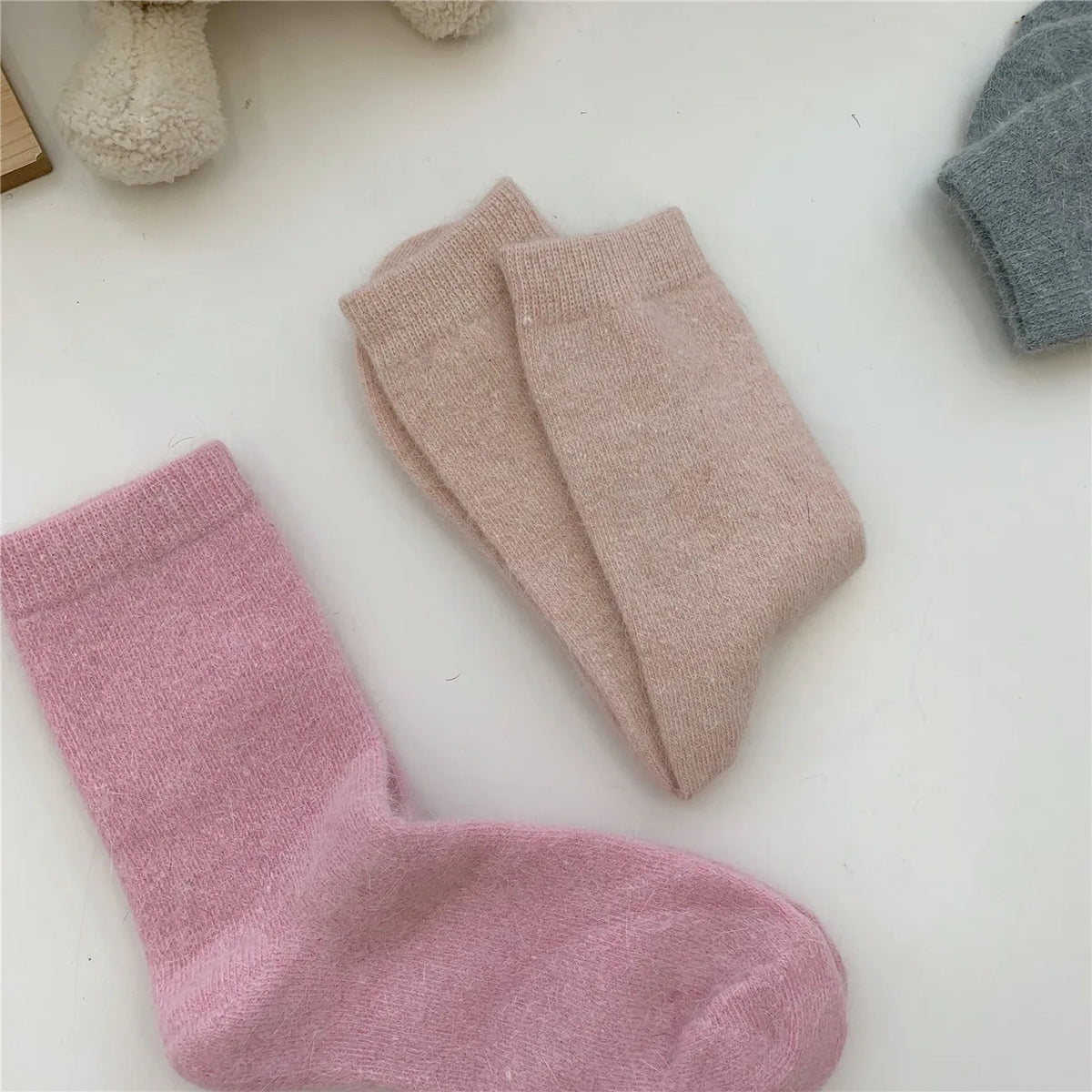 Winter Thicken Warm Long Socks Rabbits Hair Women's Socks Solid Thermal Cashmere Harajuku Crew Sock News Fashion Japanese Kawaii