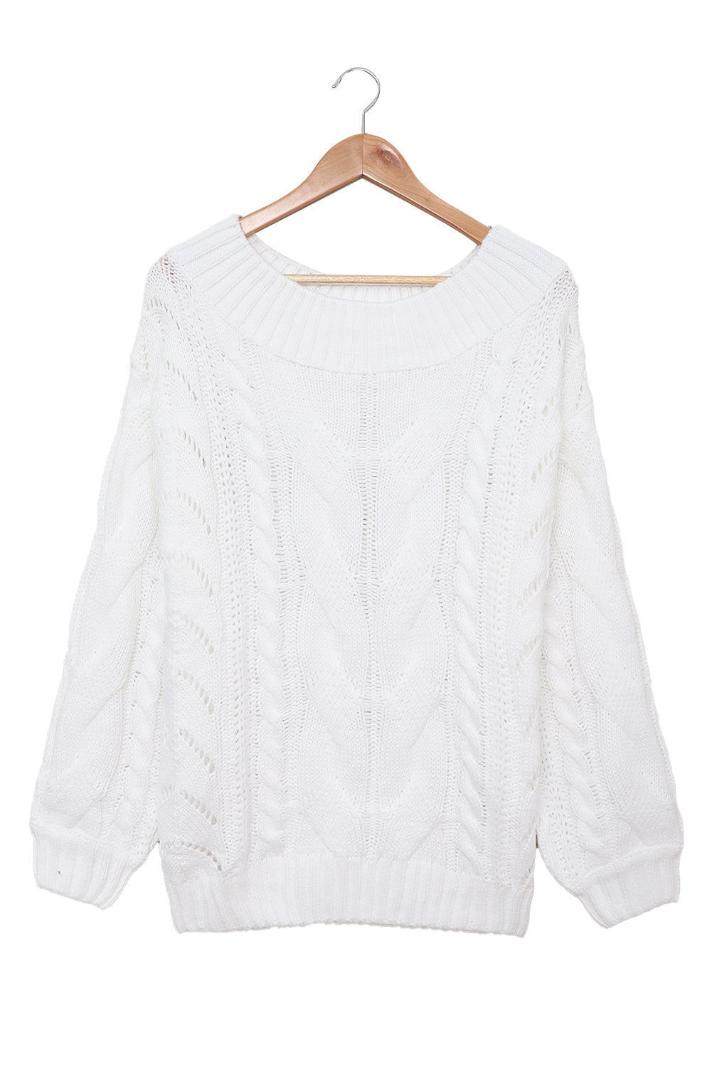 White Chunky Oversized Pullover Sweater