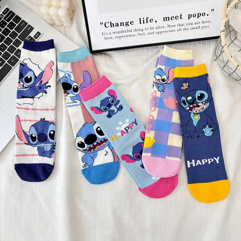 1 Pair New Design Cartoon Long Men Socks Stitch Kawaii Women Socks creative Skateboard socks Fashion knee-high Socks Size 34-42