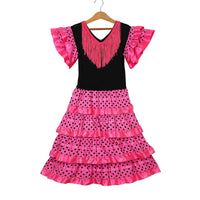 Dress Women 2024 Europe America Short Sleeve Midi Dress Traditional Spanish Dance Dress For Girls Festival Tassel Dot Dress