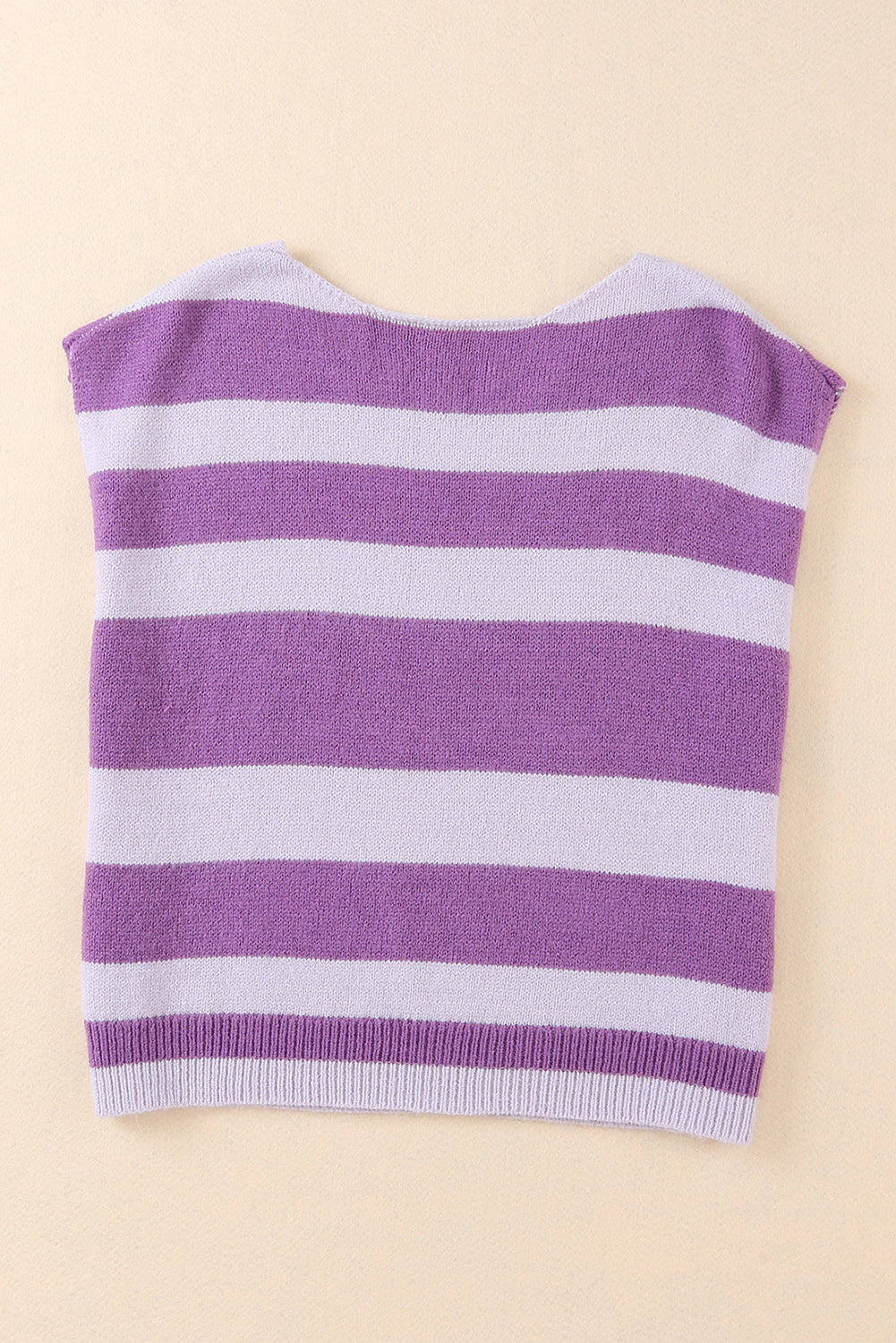 Purple Striped Knit Boxy Fit Sweater Vest