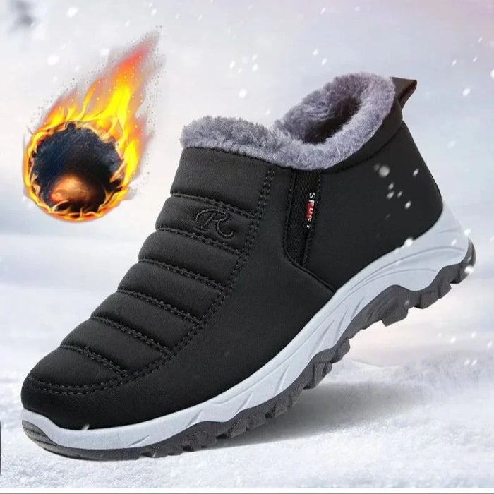 Women's Fleece Lined Snow Boots, Winter Warm Waterproof Slip on Ankle Boots, Thermal Outdoor Short Boots