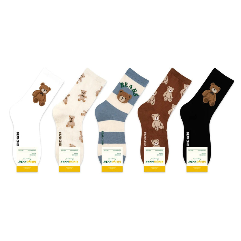 1 Pair Cartoon Bear Women Socks Comfortable Harajuku Skateboard Girl Socks Novelty Breathable Sox Christmas Gift Factory Direct