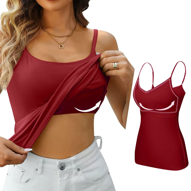 Padded Bra Tank Top Women Modal Spaghetti Solid Cami Top Vest Female Adjustable Camisole With Built In Bra Fitness Clothing