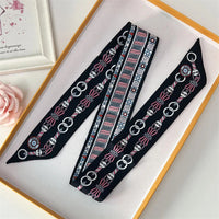 2022 Luxury Silk Scarf Slim Hair Accessories Fashion Bag Handle Ribbon Ladies Horse Print Headband Belt Ladies Fall New 60SKU