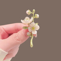 1PC Vintage Temperament Green Jasmine Brooch For Women Crystal Flower Buckle Brooch Dress Clothes Suit Scarf Clip Jewelry Gift