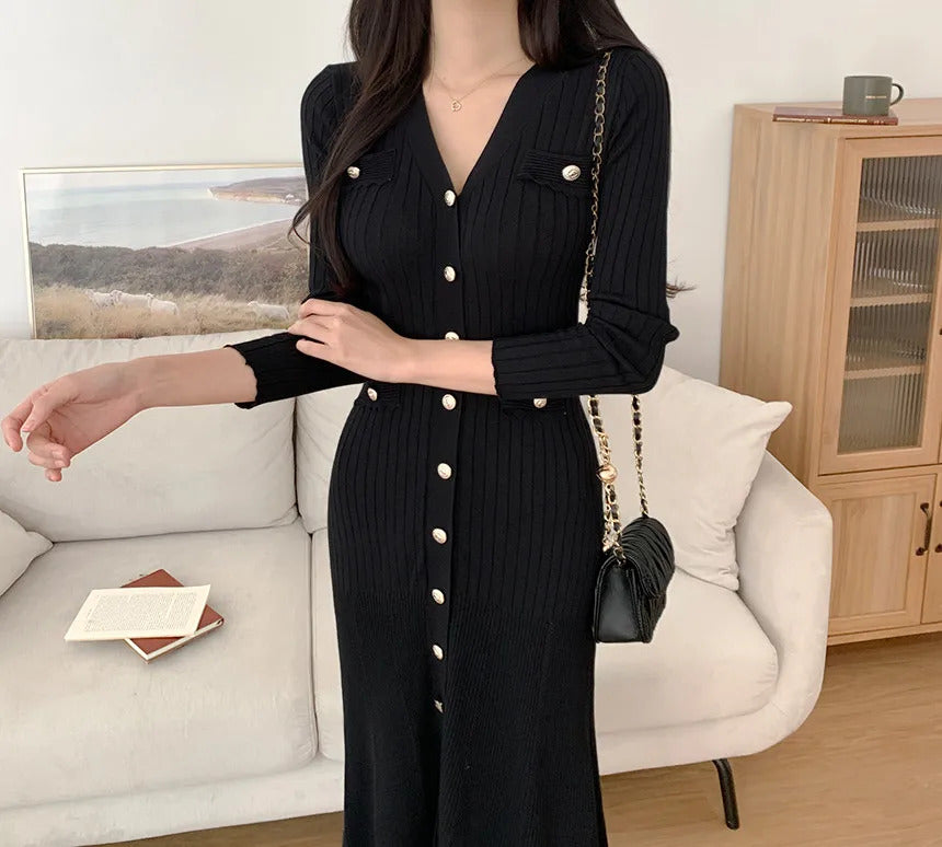 Summer Midi Dress Women Knitted Black Bodycon Korea Style Ruffle Ladies Dresses Elegant Fashion Casual Woman Dress 2024