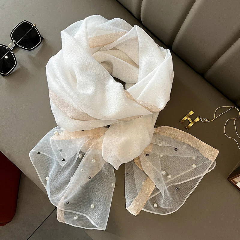 2024 Luxury Brand Women Fashion Scarf Plain Solid Silk Linen Shawls Scarves Summer Lady Bandanas Foulard Hijab