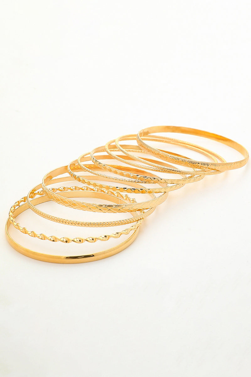 Gold 10pcs Textured Twisted Stackable Alloy Bracelet Set