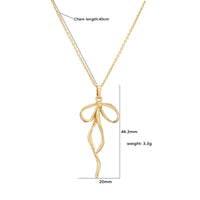 HECHENG, High Quality INS Style Gold Plated Bow Pendant Necklaces for Women Pearl Pendant Jewelry