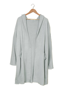 Gray Black/Gray/Brown Open Front Hooded Sweater Cardigan