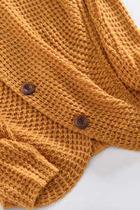 Mustard Buttoned Wrap Turtleneck Sweater