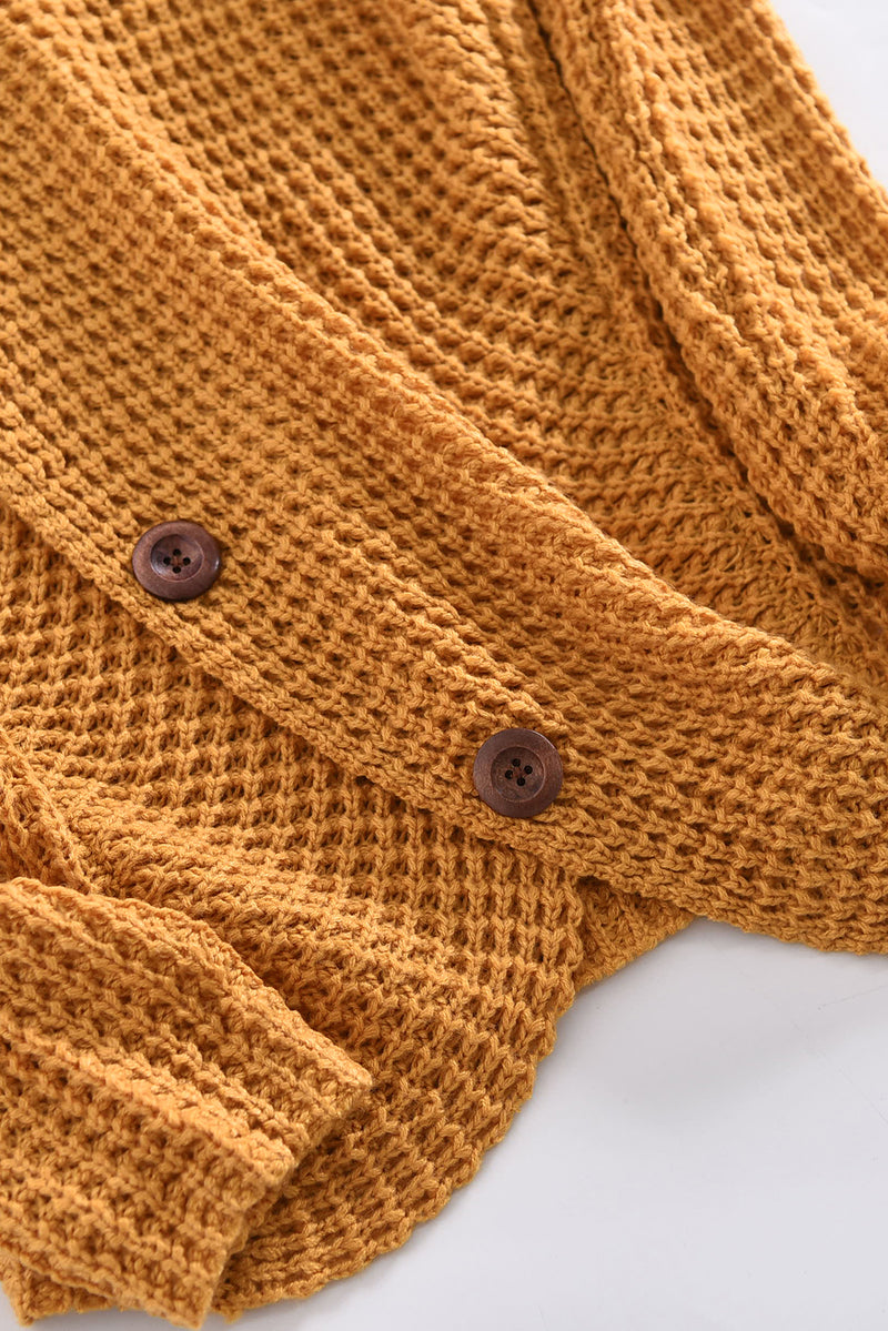 Mustard Buttoned Wrap Turtleneck Sweater