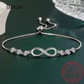 Real 925 Sterling Silver Bowknot Bracelet for Women Shiny Zircon Tennis Hard Bracelet Homme Wedding Party Jewelry Gifts