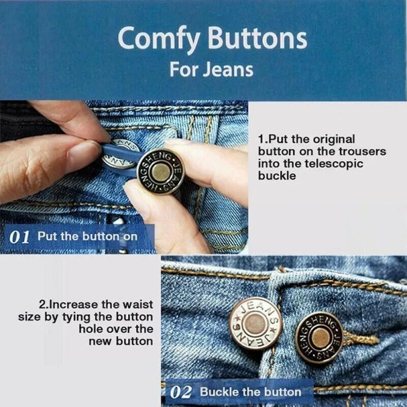 Jeans Elastic Retractable Button Expanders Adjustable Soft Seamless Pants Resilient Spring Metal Buckle Trouser Waist Extender