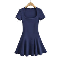 Women's Square Neck Short Sleeve Skater Dress