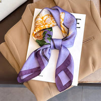 2024 New Luxury Brand Women Silk Leopard Print Square Scarf Female Beach Stoles Echarpe Satin Headband Shawl Wraps Bandana