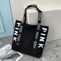 Sports Fitness Tote Bag Nylon Fabric Bags Women Handbag Pink Letter Graphic Tote Handbags Woman Shoulder Bags Casual