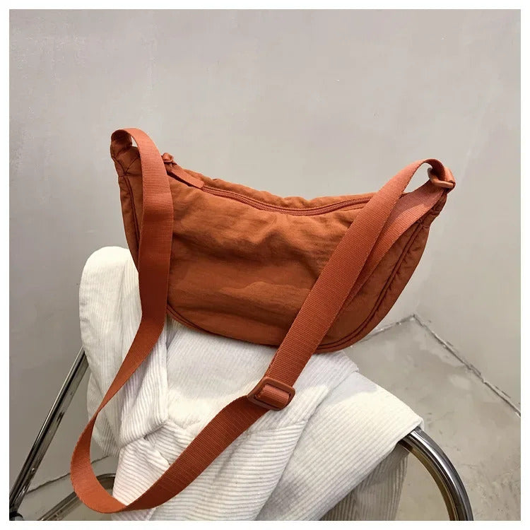 Casual Nylon Hobos Crossbody Bag for Women Shoulder Bag Woman Half Moon Chest Bags Tote Lady Travel Shopper Bag Female Purses