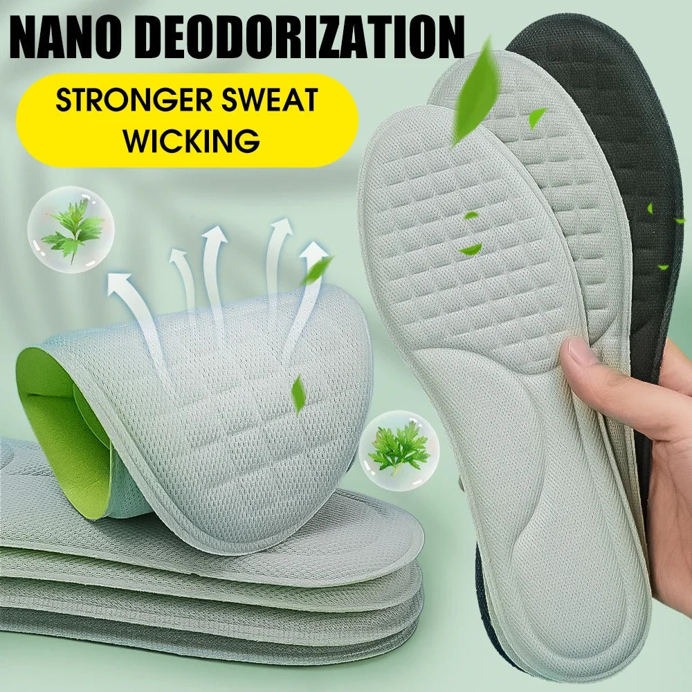 Soft Massage Insoles Memory Foam Orthopedic Insoles for Men Women Antibacterial Deodorant Absorb-Sweat Sports Shoes Insole Pads