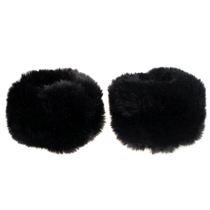 1 pair Women Fashion Winter Warm Faux Fur Elastic Wrist Slap On Cuffs Ladies Solid Color Arm Warmer Plush Wrist Protector