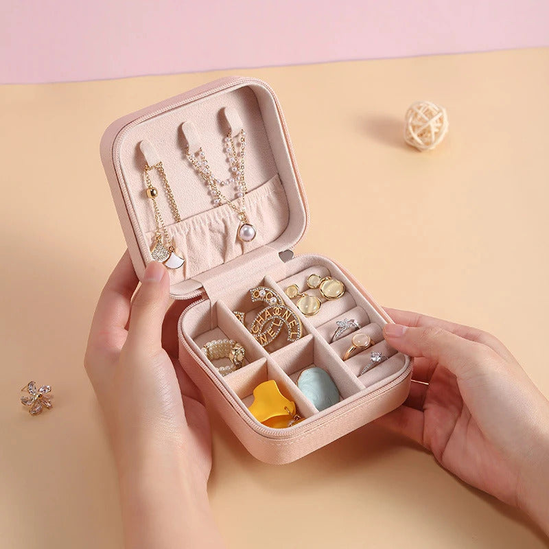 Portable Jewellery Box Ring Box Necklace Earring Storage Box Home Travel Jewellery Box Leather Display Case