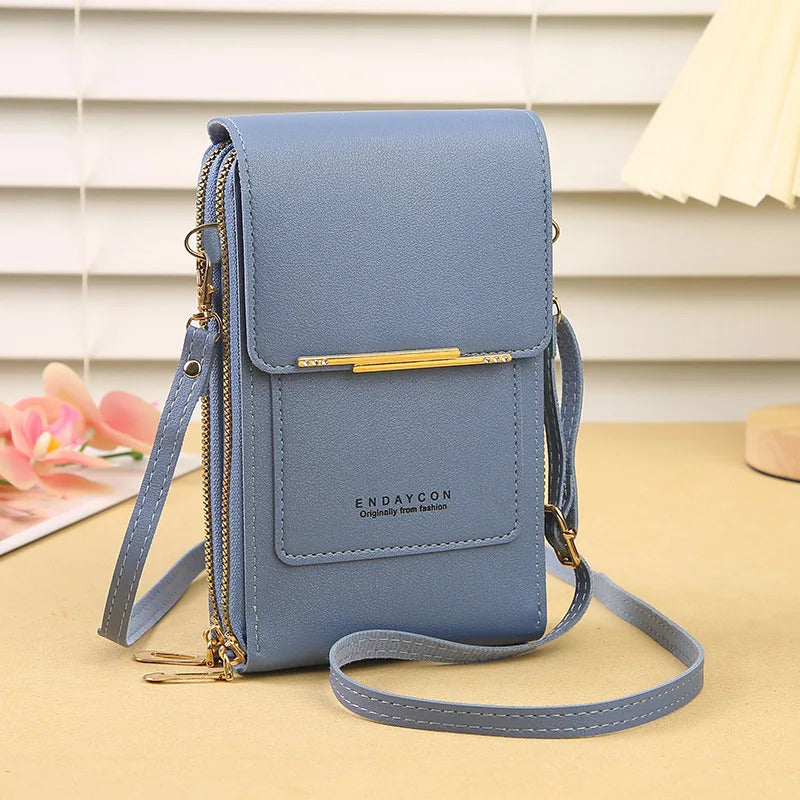 Crazy Bag Fashion Touch Screen Lock Cell Phone Bag Women's Mobile Phone Card Holder Crossbody Shoulder Bag