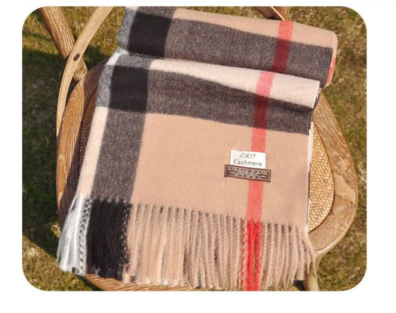 Checkered Scarf Classic British Cashmere for Autumn and Winter Thickened and Warm Versatile and Versatile Scarf Large Shawl