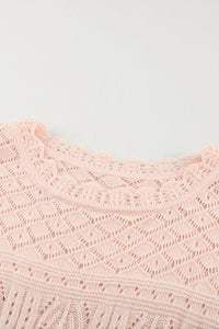 Pink Solid Drop Shoulder Knit Sweater