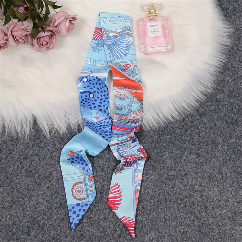 Horse Printing Bag Scarf 2024 New Small Skinny Silk Scarf Women Luxury Brand Foulard Women Tie Fashion Head Scarves For Ladies