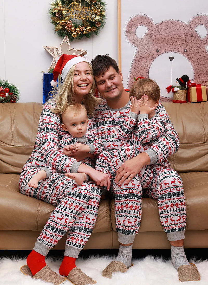 2024  Christmas Family Pajamas Set Adult Kid Sleepwear 2PCS Family Pyjamas Sets Deer Tops +Pants Xmas Family Matching Clothes