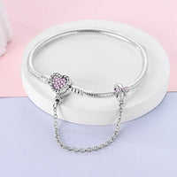 Original Bracelets 925 Silver 17-20CM Heart Safety 3mm Chain Snake Bone Bracelet Fit DIY Charms Bead Birthday Jewelry Gifts