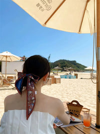 New silk scarf women's autumn versatile long hairband ribbon tie bag with small fragrance fashion scarf flower streamer