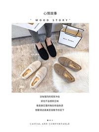 Luxury Sheep Fur Lined Loafers Women Lambswool Shoes Ladies Winter Slip On Furry Flats Cotton Wool Mocasine Femme Barefoot Boots