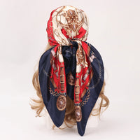 90*90cm Silk Scarf Scarftop Headwraps Women Four Seasons Hair Scarve Hijab Foulard Iuxe Bandana Femme Headscarf