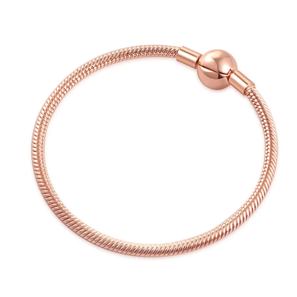 New Classics Rose Gold Love zircon Clip Bracelet Special Original Serpentine Bead Pendant Charm Jewelry Accessories