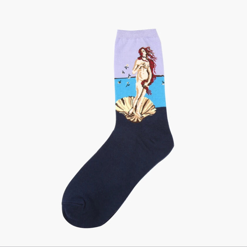 Autumn winter Retro Women Art Van Gogh Mural World Famous Oil Painting Series Men Socks Funny Socks