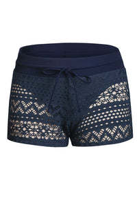 Blue Lace Shorts Attached Swim Bottom