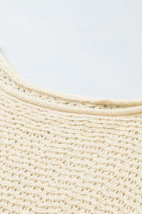 Apricot Sheer Openwork Knit Sweater